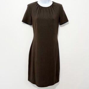 THEORY Gather Tee Runched Neck Slip Dress Midi Small